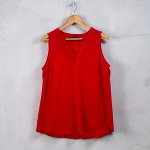 Adrianna Papell Red Silky Sleeveless Top M